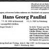 Paulini Hans Georg 1931-1987 Todesanzeige